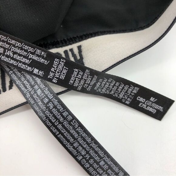 Victorias Secret The Player Racerback Sports Bra Medium Black Mesh Side Unpadded - Picture 5 of 8